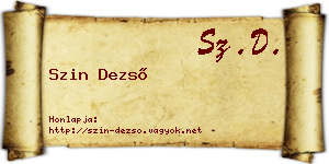 Szin Dezső névjegykártya